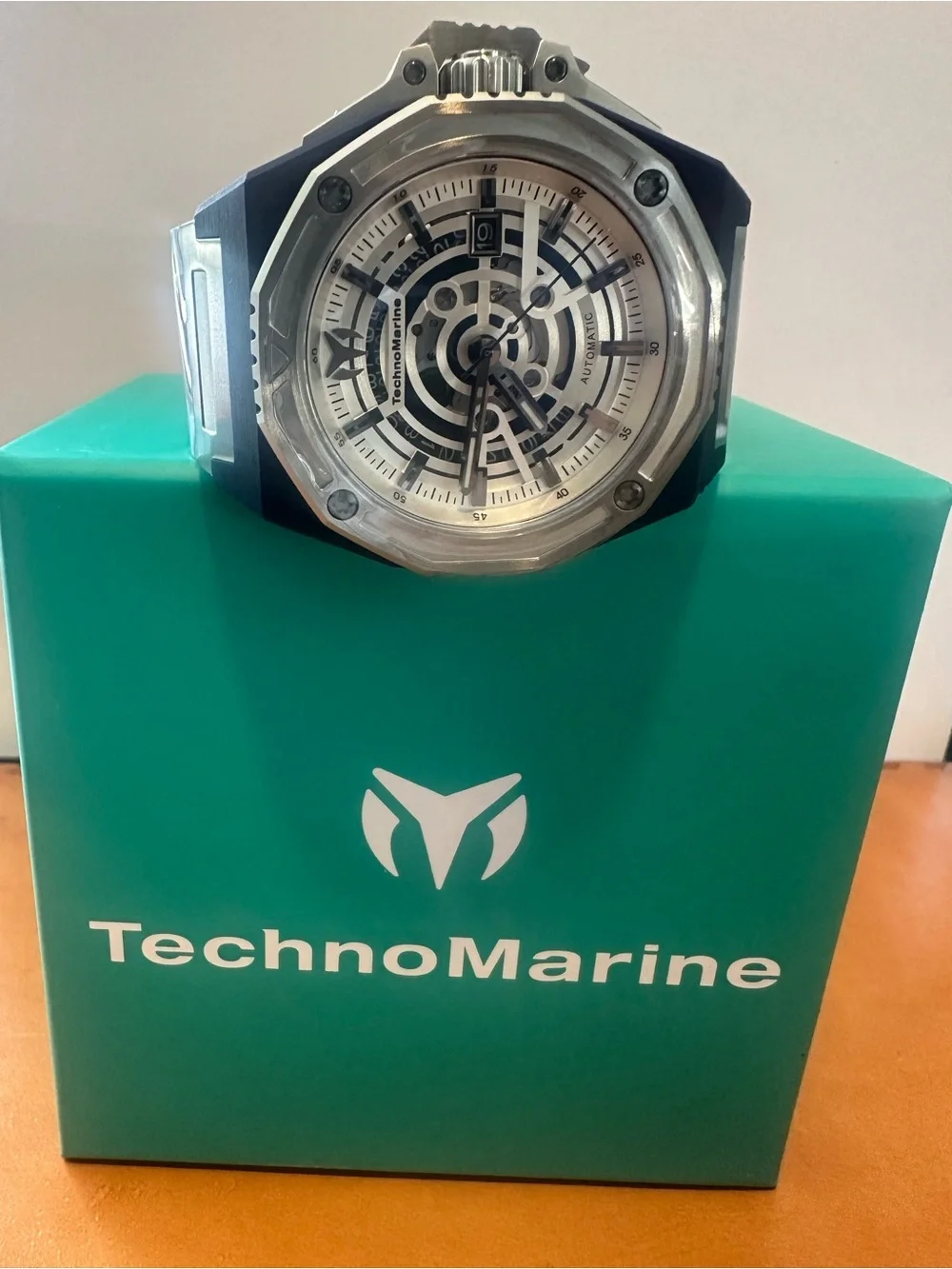 Technomarine Blue and Silver Skeleton Automatic Watch